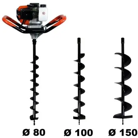 GT GARDEN Tarière Thermique 52 Cm3, 3 CV + Lot De 3 Mèches (80, 100 Et 150 Mm) 1 GT GARDEN Tarière Thermique 52 Cm3, 3 CV + Lot De 3 Mèches (80, 100 Et 150 Mm)