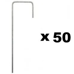 GT GARDEN Lot De 50 Piquets De Fixation Pour Jardin En Acier Galvanisé - Longueur 200 Mm