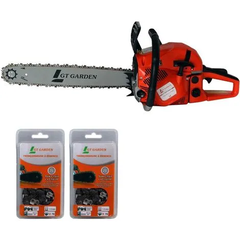 GT GARDEN Tronçonneuse Thermique 62 Cm3, 3.5 CV, Guide 50 Cm, 2 Chaînes 1 GT GARDEN Tronçonneuse Thermique 62 Cm3, 3.5 CV, Guide 50 Cm, 2 Chaînes