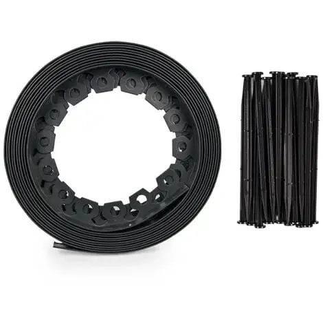 GT GARDEN Bordure De Jardin Flexible Noire - 3,8 Cm X 10 Mètres Avec 20 Piquets D'ancrage 2 GT GARDEN Bordure De Jardin Flexible Noire - 3,8 Cm X 10 Mètres Avec 20 Piquets D'ancrage – Image 2