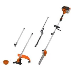 GT GARDEN Multifonction Thermique 4 En 1 : Tronçonneuse - Débroussailleuse - Taille-haies Et Rallonge