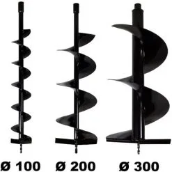 GT GARDEN Lot De Mèches Ø 100 + 200 + 300 Mm Pour Tarière Thermique