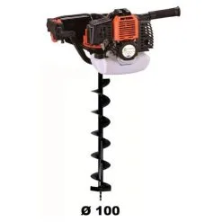 GT GARDEN Tarière Thermique 52 Cm3 - 3 CV + Mèche 100 Mm