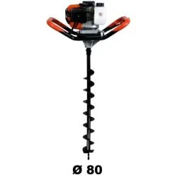 GT GARDEN Tarière Thermique 52 Cm3, 3 CV + Mèche 80 Mm