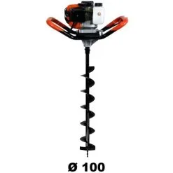 GT GARDEN Tarière Thermique 52 Cm3, 3 CV + Mèche 100 Mm