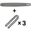 GT GARDEN Guide 20 Pouces (50 Cm) Avec Lot De 3 Chaînes 76 Maillons Pour Tronçonneuse