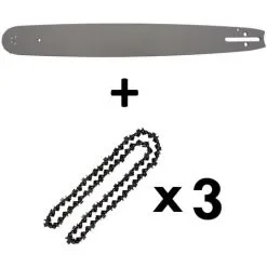 GT GARDEN Guide 20 Pouces (50 Cm) Avec Lot De 3 Chaînes 76 Maillons Pour Tronçonneuse