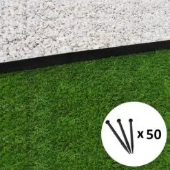 GT GARDEN Bordure De Jardin Droite Noire - 4,5 Cm X 10 Mètres Avec 50 Piquets D'ancrage