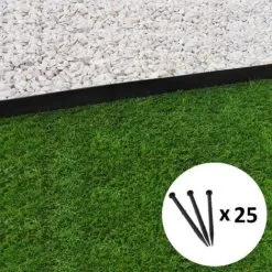 GT GARDEN Bordure De Jardin Droite Noire - 4,5 Cm X 5 Mètres Avec 25 Piquets D'ancrage