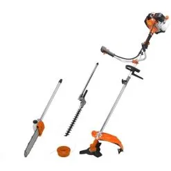 GT GARDEN Multifonction Thermique 4 En 1 Avec Guidon : Tronçonneuse - Débroussailleuse - Taille-haies