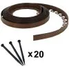 GT GARDEN Bordure De Jardin Flexible Marron - 5 Cm X 10 Mètres Avec 20 Piquets D'ancrage
